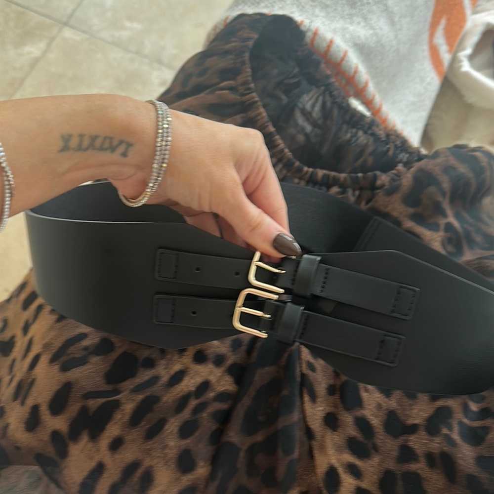 H&M Black Belt with Gold Buckle